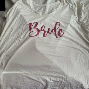 Plus size bride tshirt with sparkly pink lettering